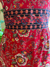 Load image into Gallery viewer, 1970’s vintage Red Paisley Calico Halter Sundress by Hearsay
