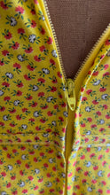 Load image into Gallery viewer, Sale~ 3 Piece Handmade Vintage Yellow Calico Dress Bonnet and Bag