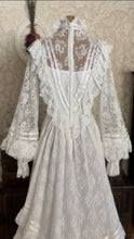 Load image into Gallery viewer, Breathtaking 1970’s Vintage White Lace Bridal Gown Wedding Dress