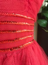 Load image into Gallery viewer, Gorgeous 1950’s vintage red tulle and sequin gown