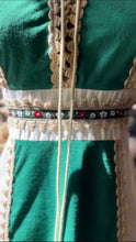 Load image into Gallery viewer, Sale~ 1970’s Vintage Medieval Green Velveteen Dress by JC Penney