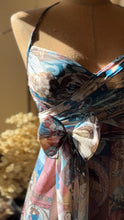 Load image into Gallery viewer, Mucha Print 1970’s Vintage Tie Bust Halter Dress
