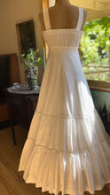 Load image into Gallery viewer, Embroidered 1970’s Vintage White Smocked Sundress by Young Edwardian