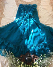 Load image into Gallery viewer, Authentic 1980’s vintage Teal Swiss Dot Chiffon Gunne Sax gown