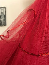 Load image into Gallery viewer, Gorgeous 1950’s vintage red tulle and sequin gown