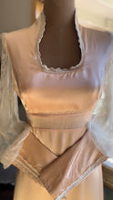 Load image into Gallery viewer, Stunning 1970’s Vintage Peach Liquid Satin and Lace Dress by Gunne Sax