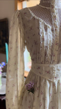 Load image into Gallery viewer, Sweet 1970’s vintage Ivory Floral voile Blouse and Skirt set by Gunne Sax