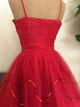 Load image into Gallery viewer, Gorgeous 1950’s vintage red tulle and sequin gown