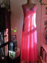 Load image into Gallery viewer, 1970’s Vintage Pink Chiffon and Marabou Peignoir Set by Intime of California