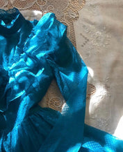 Load image into Gallery viewer, Authentic 1980’s vintage Teal Swiss Dot Chiffon Gunne Sax gown