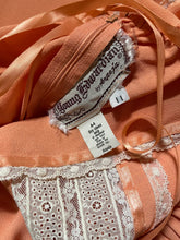 Load image into Gallery viewer, Sale~ 1970’s vintage Young Edwardian peach and cream crepe sundress