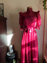 Load image into Gallery viewer, 1970’s Vintage Elderberry Chiffon and Lace dress by Dance Allure for Alfred Angelo