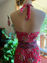 Load image into Gallery viewer, 1970’s vintage Red Paisley Calico Halter Sundress by Hearsay