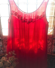 Load image into Gallery viewer, 1950’s Red Chiffon Peignoir Robe and Nightgown Set by Shadowline