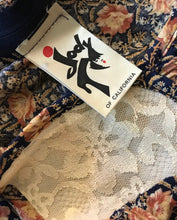 Load image into Gallery viewer, 1970’s Vintage Apricot Rose and Navy Seersucker Dress by Jody T