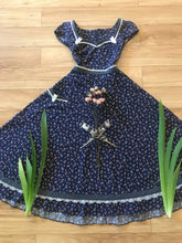 Load image into Gallery viewer, Darling Navy Blue Calico Gunne Sax Dress