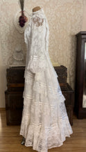 Load image into Gallery viewer, Breathtaking 1970’s Vintage White Lace Bridal Gown Wedding Dress