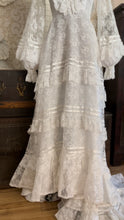 Load image into Gallery viewer, Breathtaking 1970’s Vintage White Lace Bridal Gown Wedding Dress