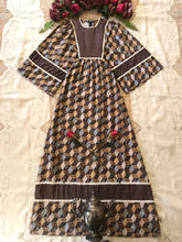 Load image into Gallery viewer, 1970’s vintage patchwork calico kimono dress by Young Innocent