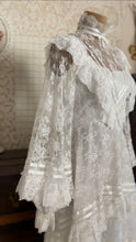 Load image into Gallery viewer, Breathtaking 1970’s Vintage White Lace Bridal Gown Wedding Dress