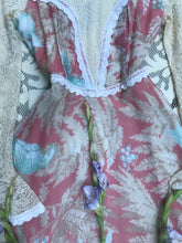 Load image into Gallery viewer, Authentic 1960’s Vintage Tropical Birds and Berries Print Black Label Gunne Sax Maxi Dress