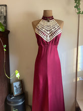 Load image into Gallery viewer, 1970’s Vintage Burgundy and Cream 2 Piece Halter Sundress and Jacket