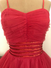 Load image into Gallery viewer, Gorgeous 1950’s vintage red tulle and sequin gown