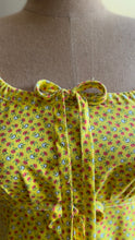 Load image into Gallery viewer, Sale~ 3 Piece Handmade Vintage Yellow Calico Dress Bonnet and Bag