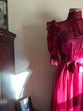 Load image into Gallery viewer, 1970’s Vintage Elderberry Chiffon and Lace dress by Dance Allure for Alfred Angelo