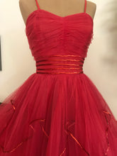 Load image into Gallery viewer, Gorgeous 1950’s vintage red tulle and sequin gown