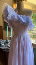 Load image into Gallery viewer, 1970’s Vintage Pale Purple Chiffon One Shoulder Prom Dress