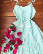 Load image into Gallery viewer, Sale~ 1970's vintage pale mint green voile sundress