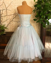 Load image into Gallery viewer, Darling 1950’s vintage birds egg blue tulle and lace gown