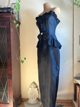 Load image into Gallery viewer, Dramatic 1980’s Vintage Black Karan Okada Wiggle Dress