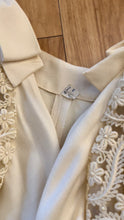 Load image into Gallery viewer, 1960’s Vintage Ivory Linen and Fern Lace Shift Dress and Trained Vest Bridal Set