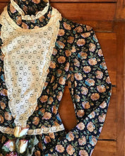 Load image into Gallery viewer, Authentic 1970’s vintage black calico Vicky Vaughn dress