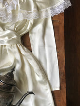 Load image into Gallery viewer, Authentic 1970’s Vintage Ivory Satin and Lace Gunne Sax Bridal dress