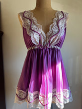Load image into Gallery viewer, 1970’s Vintage Amethyst Purple Nylon Babydoll Chemise by Pride ‘N’ Joi of California