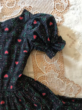 Load image into Gallery viewer, Incredible 1950’s vintage black heart print calico dress