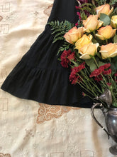 Load image into Gallery viewer, Amazing 1970's vintage black crepe and embroidered ribbon dress by Roberta