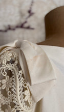 Load image into Gallery viewer, 1960’s Vintage Ivory Linen and Fern Lace Shift Dress and Trained Vest Bridal Set
