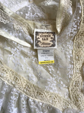 Load image into Gallery viewer, Authentic 1970’s Vintage Ivory Satin and Lace Gunne Sax Bridal dress