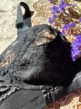 Load image into Gallery viewer, Perfect 1950’s Vintage Black Satin Bullet Bra - Flexaire by Flexees