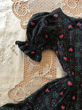Load image into Gallery viewer, Incredible 1950’s vintage black heart print calico dress