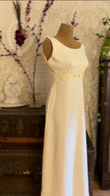 Load image into Gallery viewer, 1960’s Vintage Ivory Linen and Fern Lace Shift Dress and Trained Vest Bridal Set
