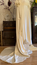 Load image into Gallery viewer, 1960’s Vintage Ivory Linen and Fern Lace Shift Dress and Trained Vest Bridal Set