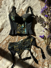Load image into Gallery viewer, Designer 1960’s vintage Oleg Cassini Bustier Longline Bra and Garter Belt Set