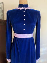 Load image into Gallery viewer, Sale~ Gorgeous 1960’s Vintage Cobalt Blue Velvet Maxi Dress