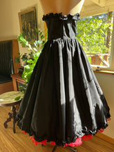 Load image into Gallery viewer, Darling 1970’s Vintage Black Taffeta Strapless Gunne Sax Dress