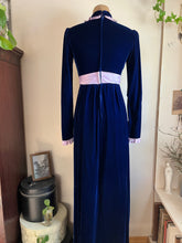 Load image into Gallery viewer, Sale~ Gorgeous 1960’s Vintage Cobalt Blue Velvet Maxi Dress